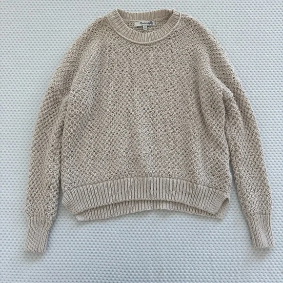 Sold 🤍Madewell French quarter pullover seed stitch sweater in oatmeal beige xs - Picture 3 of 10